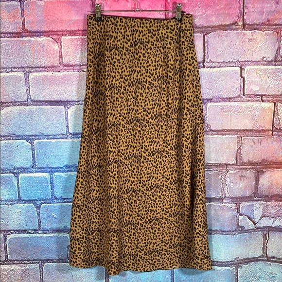 Nasty Gal Leopard Print Slip Midi Skirt Women’s Size 8 Brown Animal Satin A-Line - Picture 4 of 8